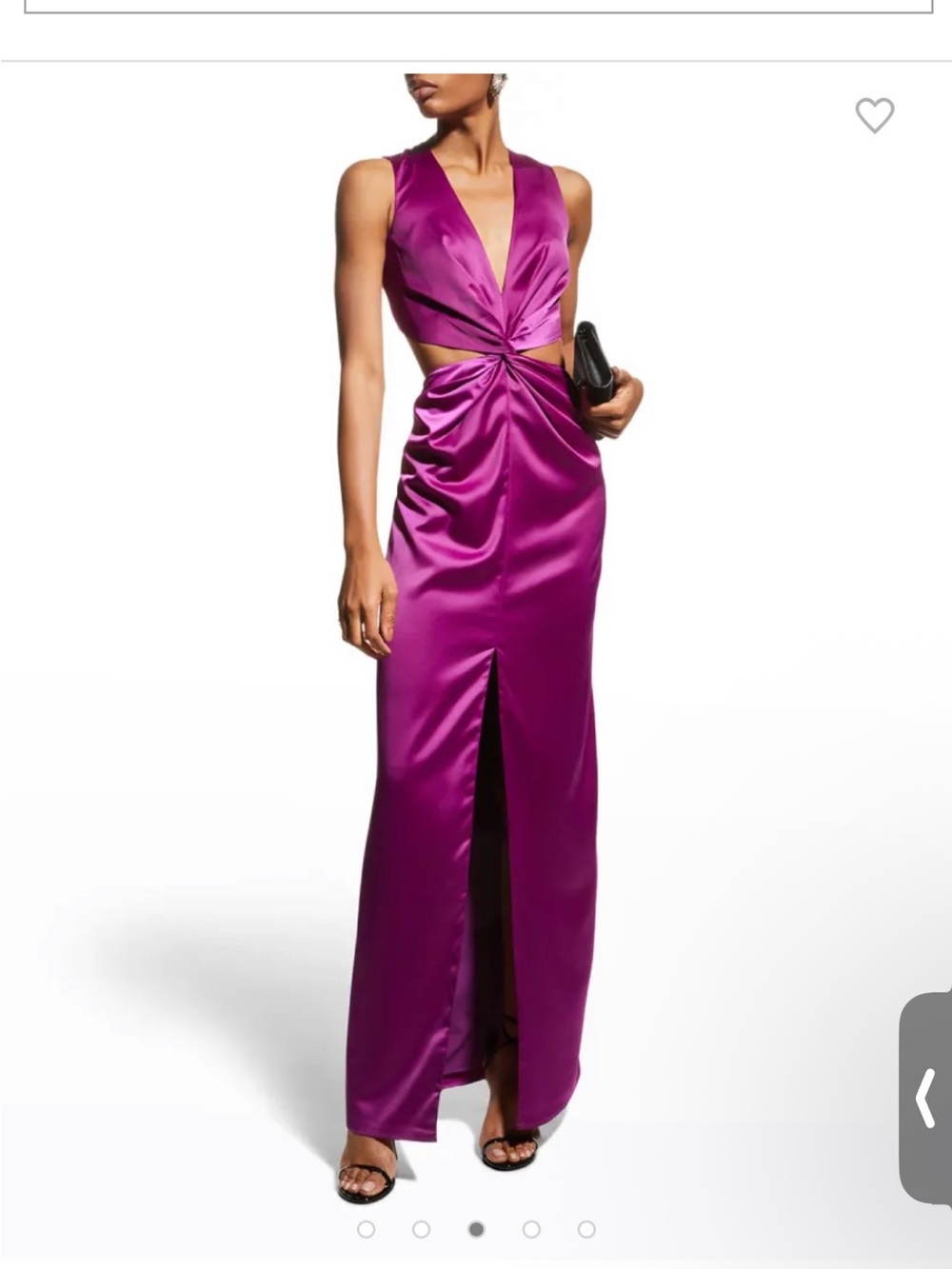 One33 Social Magenta Satin Twist-Cutout Evening Dress